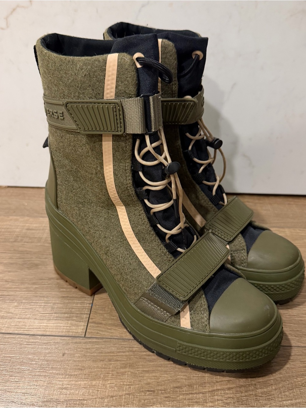 Converse Olive Green Platform Lace-Up Ankle Boots - Women, 9